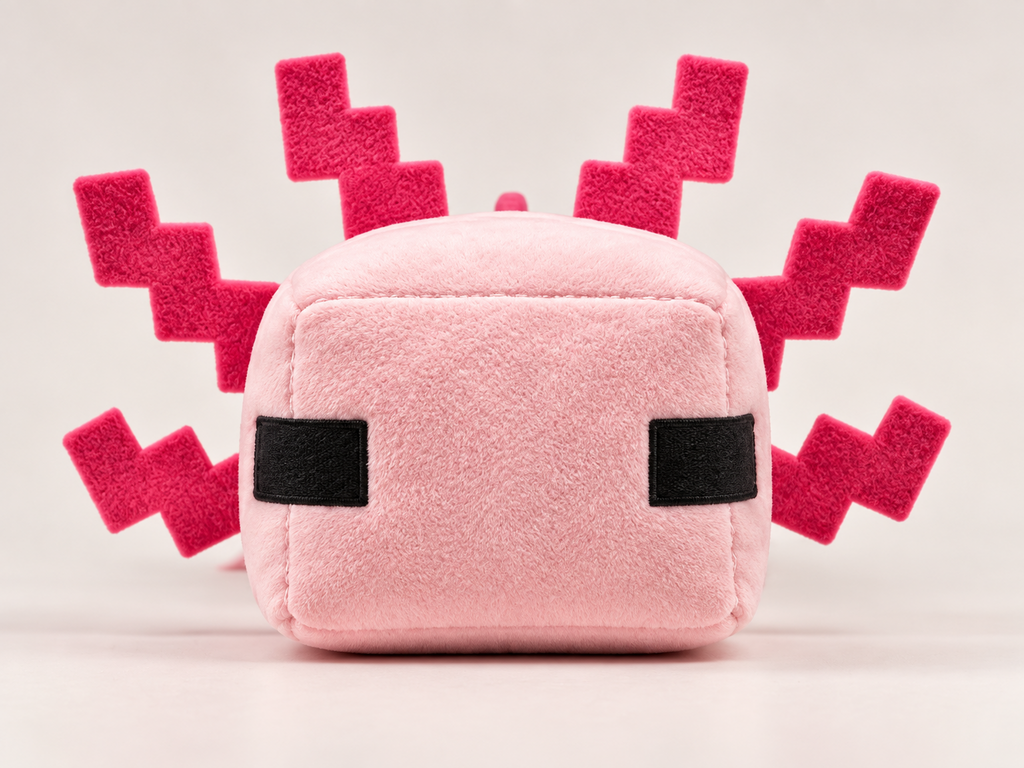 Peluche Axolotl Minecraft rose vue de face