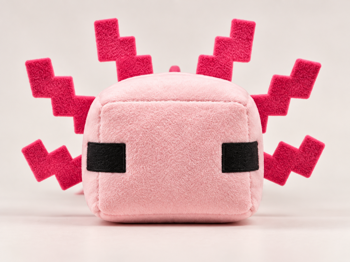 Peluche Axolotl Minecraft rose vue de face