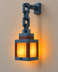 Lanterne Minecraft pixel allumée et fixée au mur